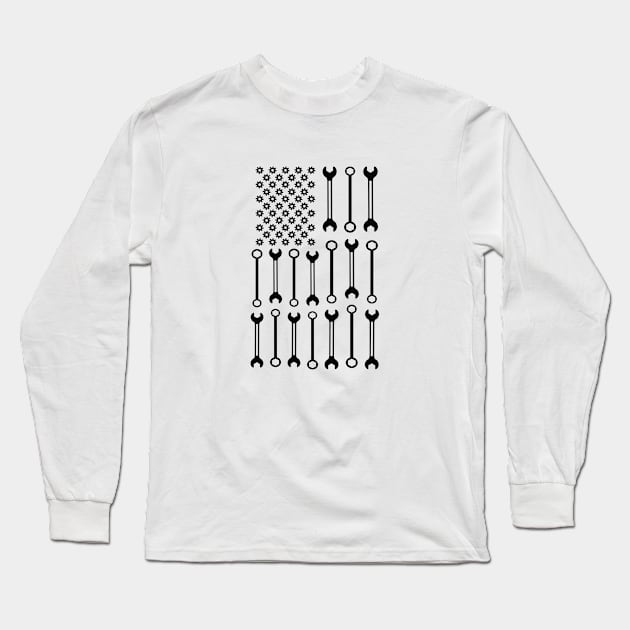 Mechanic in American Flag Long Sleeve T-Shirt by KC Happy Shop